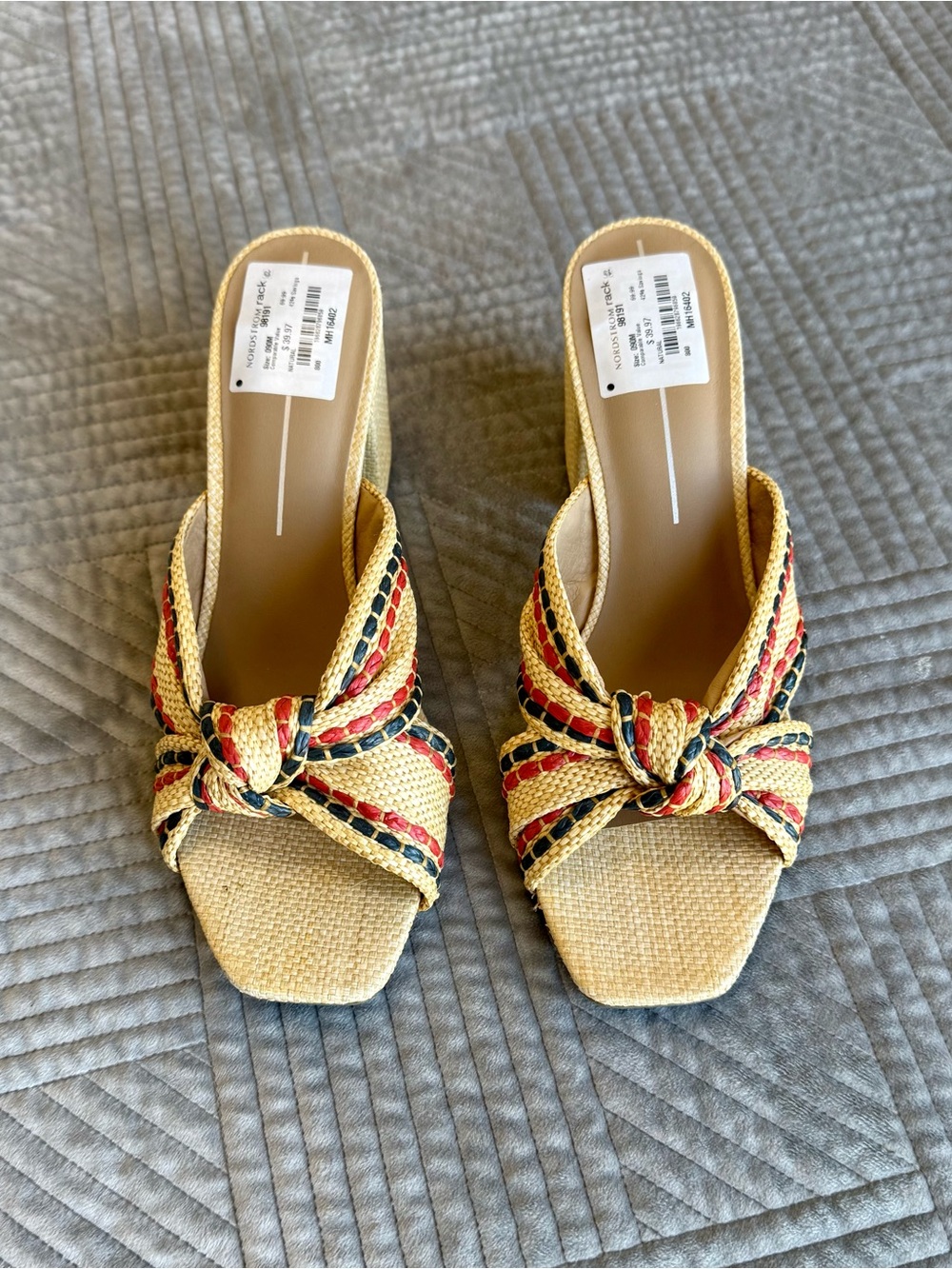 Woven Rafia Knot Slide Heels - Women's Summer Mules